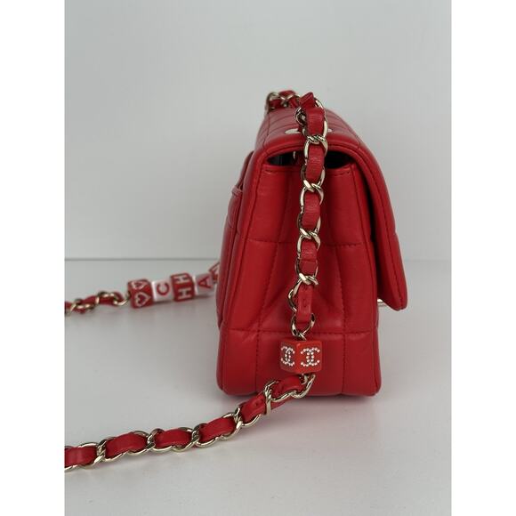 Chanel Lambskin Resin Crystal Square Quilted Monacoco Mini Flap Red C-6 - Picture 5 of 16
